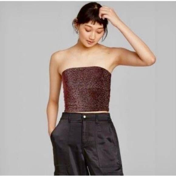 wild fable Tops - Wild Fable Maroon Sparkle Tube Top Bandeau